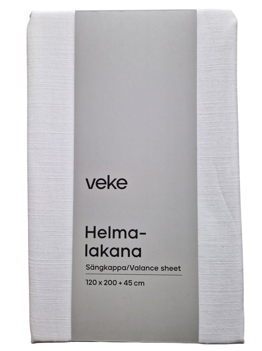 Unia Linni pellava look helmalakana 120x200+45 cm valkoinen